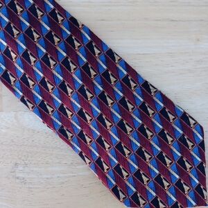 Bolgheri Geometric Patterned *PRINT* Tie - Red, Blue, and Gold